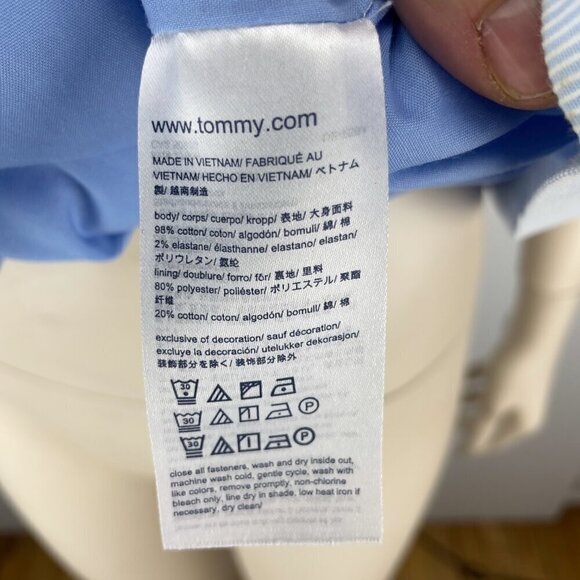 TOMMY HILFIGER Preppy Coastal Blue & White Stripes Sleeveless Mini Dress Size 8 - Picture 10 of 12